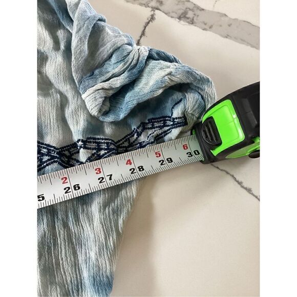 Free People Womens Embroidered Tie Dye Tunic Sz M Blue White - Picture 6 of 8
